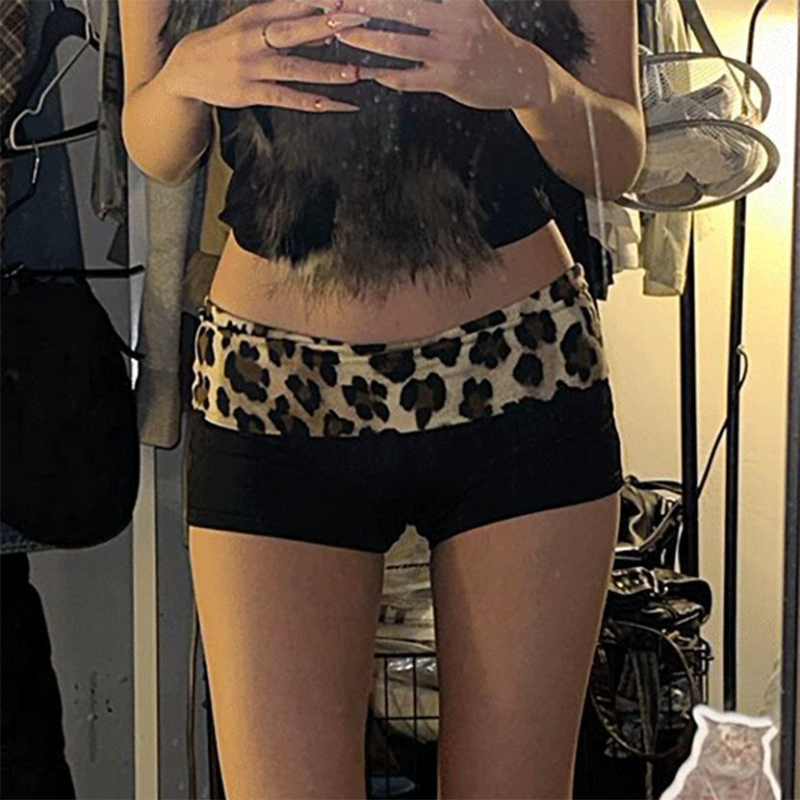 Ženske capri hlače s niskim strukom, leopard print, uski kroj, ravni kroj