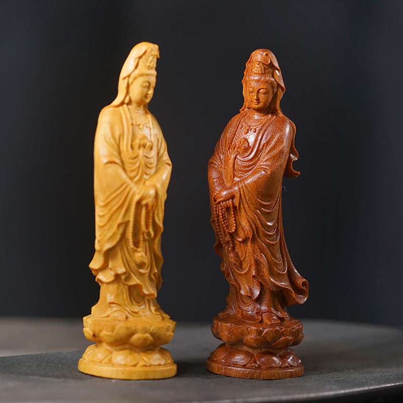 Statua Guanyin Bodhisattva, od sandalovog drveta, neoklasičnog stila, kućna dekoracija