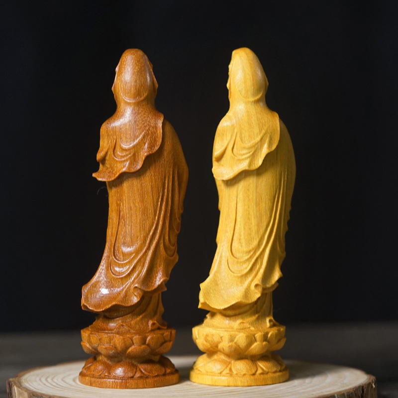 Statua Guanyin Bodhisattva, od sandalovog drveta, neoklasičnog stila, kućna dekoracija