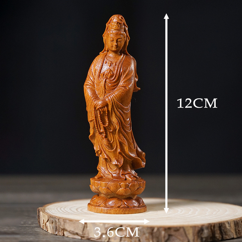 Statua Guanyin Bodhisattva, od sandalovog drveta, neoklasičnog stila, kućna dekoracija