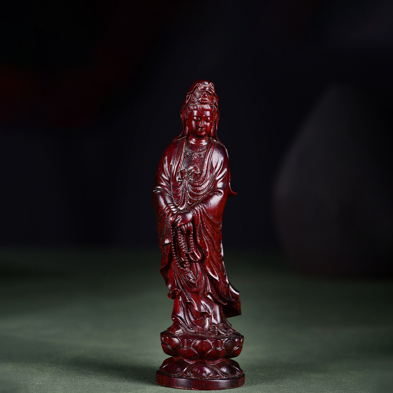 Statua Guanyin Bodhisattva, od sandalovog drveta, neoklasičnog stila, kućna dekoracija