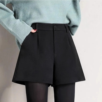 Ženske hlače od vune s visokim strukom i širokim krojem, jesen-zima, casual stil, A-linija