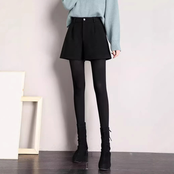 Ženske hlače od vune s visokim strukom i širokim krojem, jesen-zima, casual stil, A-linija