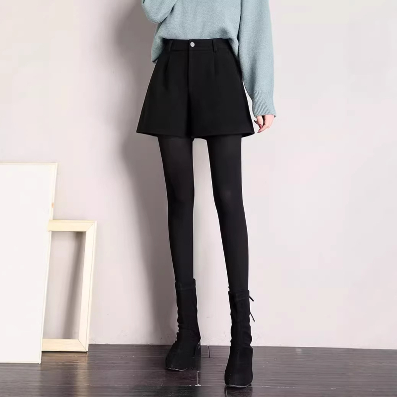 Ženske hlače od vune s visokim strukom i širokim krojem, jesen-zima, casual stil, A-linija