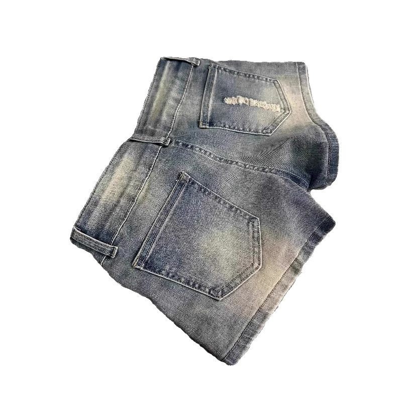 Ženske denim ultra kratke šorceve, američki retro pank rock stil, sladko-pikantno, niski struk, uska silueta, prianjaju uz bokove