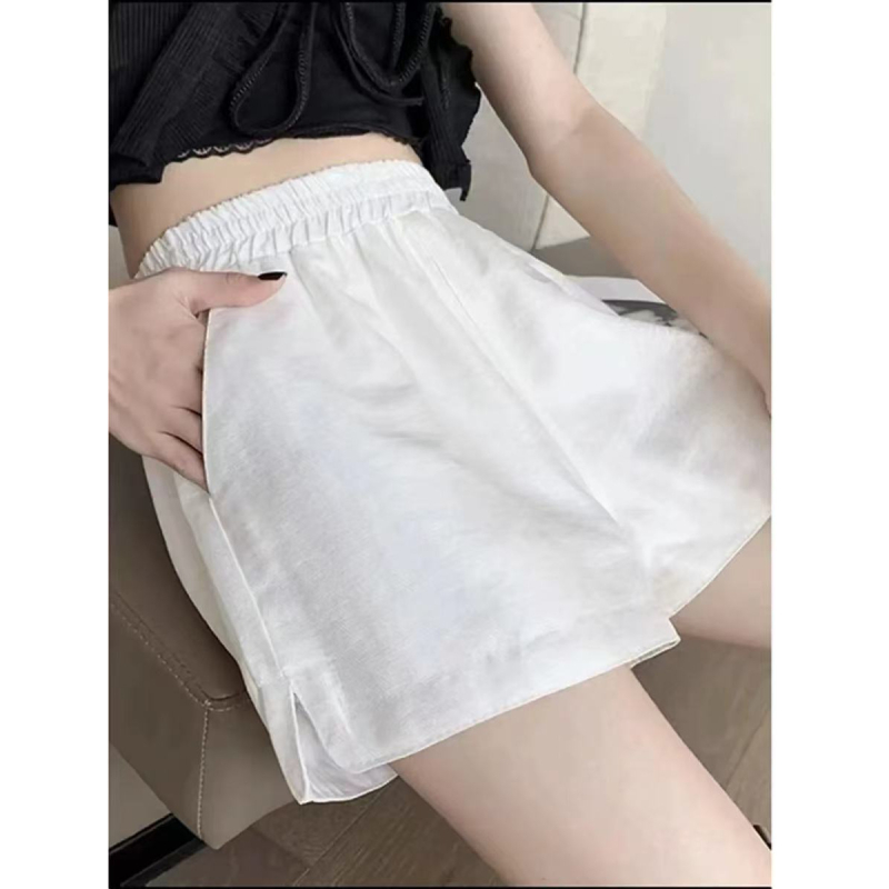 Korejski stil kratke hlače za ljeto, visok pojas, opušten kroj, široke nogavice, pokrivanje bokova