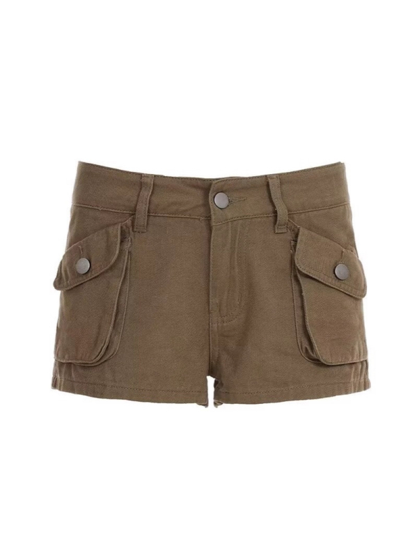 2025 nove retro khaki denim kratke hlače s trodimenzionalnim džepovima, podizanje bokova, uski kroj
