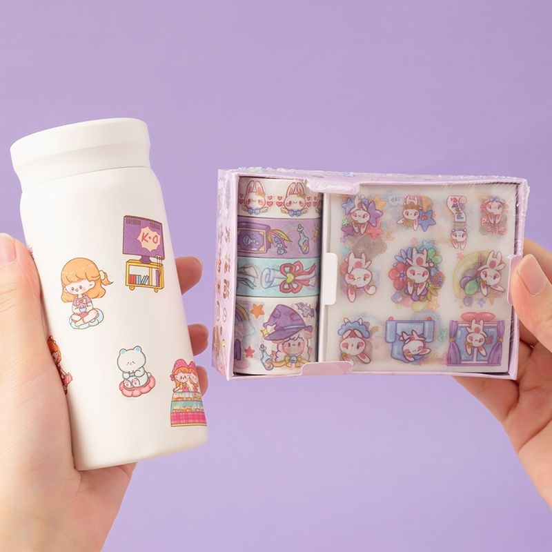 Χαριτωμένο σετ washi tape και αυτοκόλλητα δώρου για planners — αυτοκόλλητα με καρτούν για παιδιά