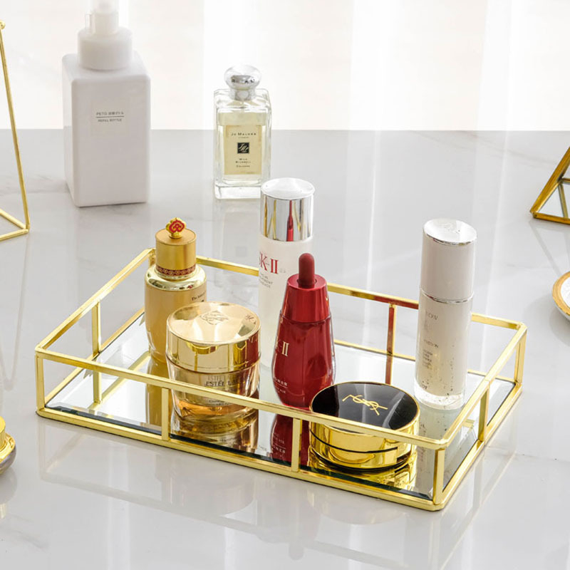 Kovani željezni stalak s staklenim pladnjem za izlaganje nakita, kućna dekoracija