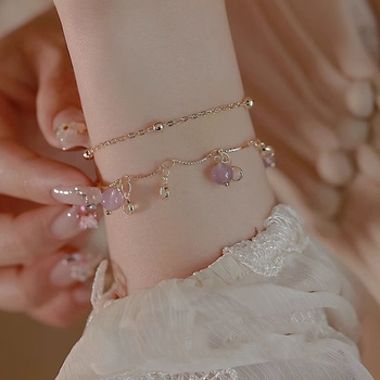 Dvostruki narukvica od Hetian jade s kristalnim ukrasima, elegantan lagan luksuz za žene, nakit za najbolje prijateljice