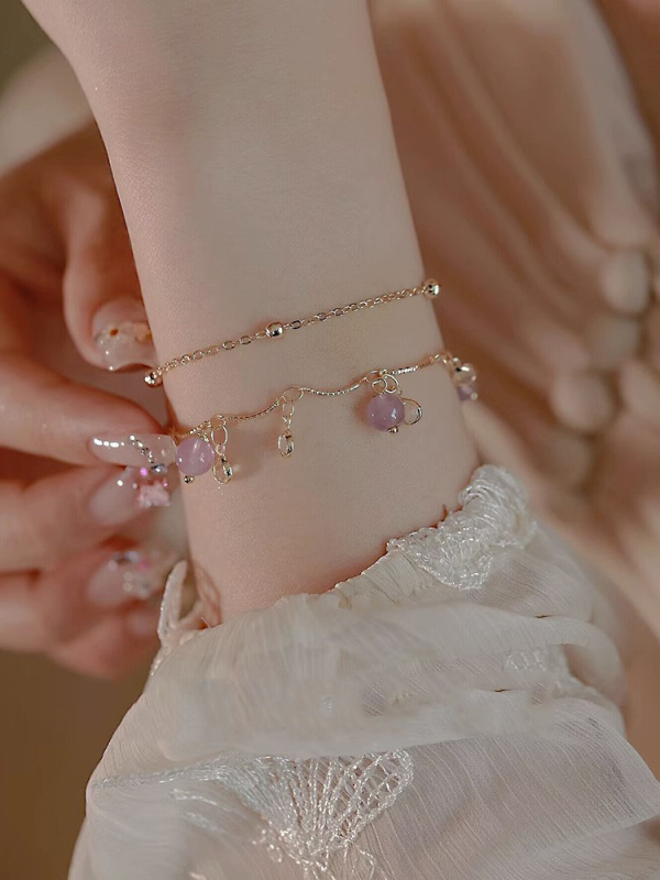 Dvostruki narukvica od Hetian jade s kristalnim ukrasima, elegantan lagan luksuz za žene, nakit za najbolje prijateljice