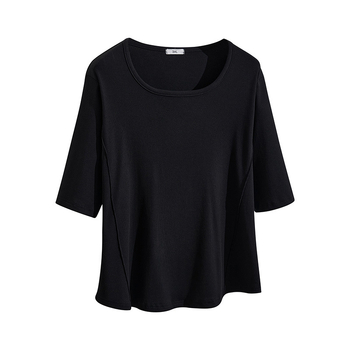 Ženski T-shirt plus veličine sa kvadratnim izrezom i 3/4 rukavima, vitka silueta, model S5569