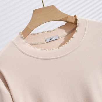 Jesen-zima plus veličina s fleeceom, korejskog stila volani ovratnik, uski casual dugi rukav, temeljni top S5698
