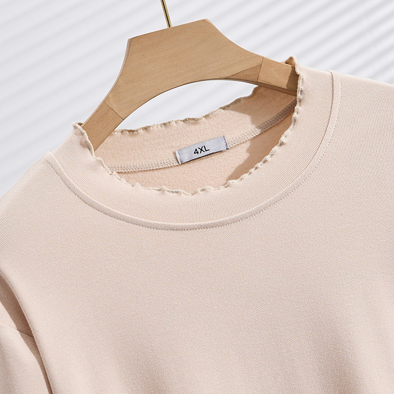 Jesen-zima plus veličina s fleeceom, korejskog stila volani ovratnik, uski casual dugi rukav, temeljni top S5698