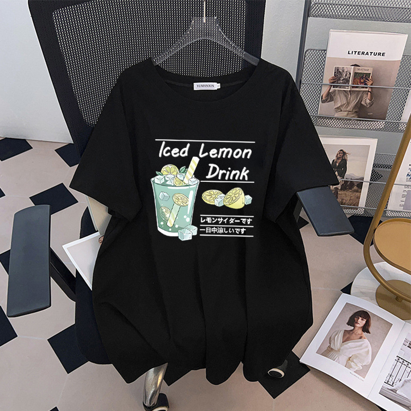 Zenski T-shirt s okruglim izrezom, kratkim rukavima, opuštenom kroju, srednje duljine, plus veličina (100–175 kg)