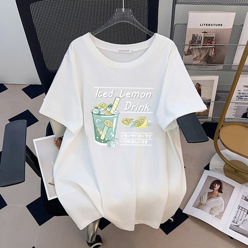 Zenski T-shirt s okruglim izrezom, kratkim rukavima, opuštenom kroju, srednje duljine, plus veličina (100–175 kg)