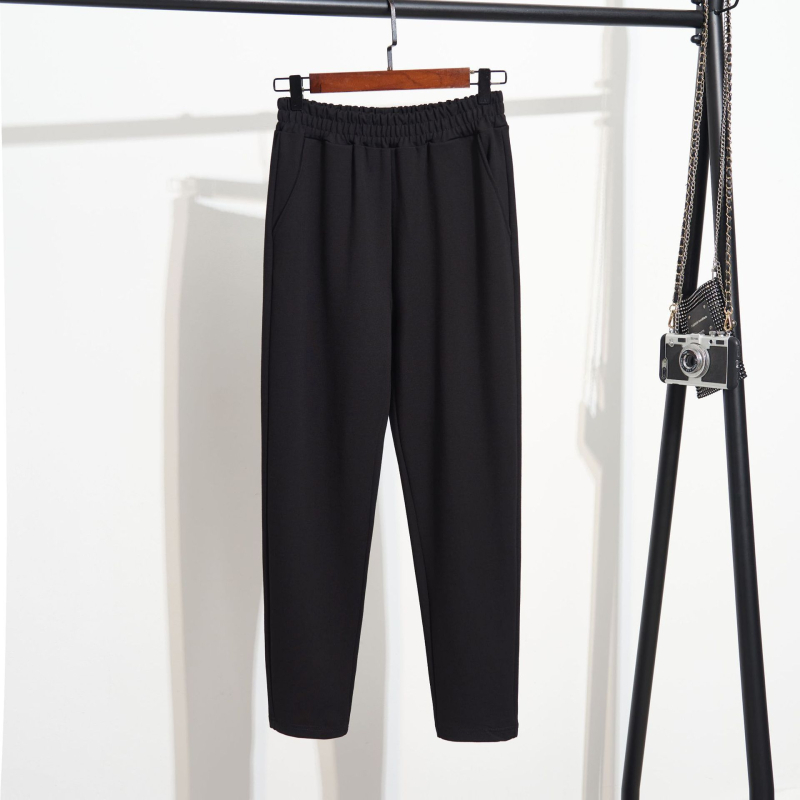 Ženske plus-size hlače, visokim pojasom, uski kroj, jednobojne, model K6082