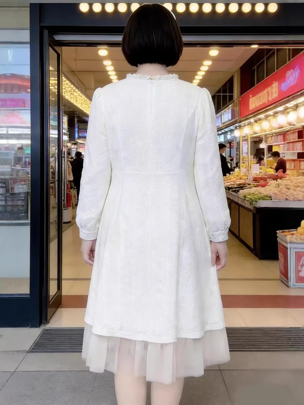 Plus-size zimska haljina s flis podstavom, duga A-linija, uski kroj, korejski stil, dugi rukavi, viskozna tkanina