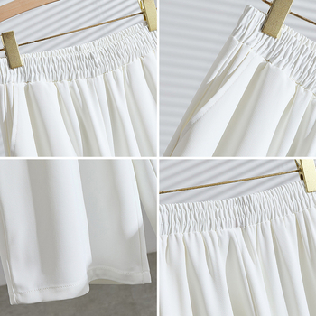 Plusz méretű női nyári gyorsan száradó, casual nadrág koreai-japán laza stílusban, bő szabás, cropped hossz, nylon, K6727