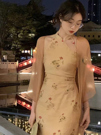Nova cheongsam haljina u kineskom stilu s halter ovratnikom za žene, bez rukava, ljetni uski kroj, mala veličina, nacionalni stil