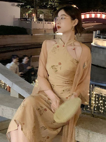 Nova cheongsam haljina u kineskom stilu s halter ovratnikom za žene, bez rukava, ljetni uski kroj, mala veličina, nacionalni stil
