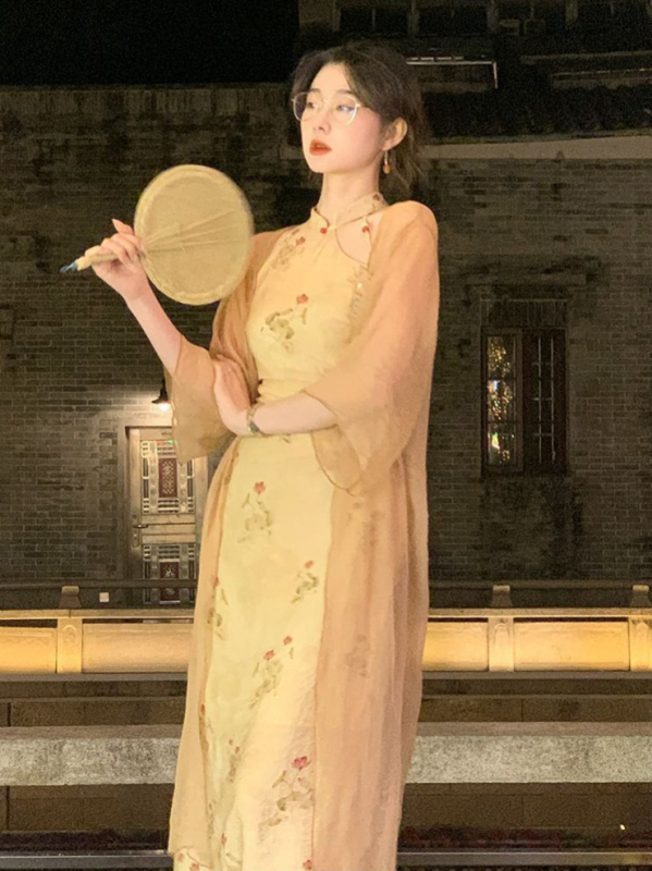 Nova cheongsam haljina u kineskom stilu s halter ovratnikom za žene, bez rukava, ljetni uski kroj, mala veličina, nacionalni stil