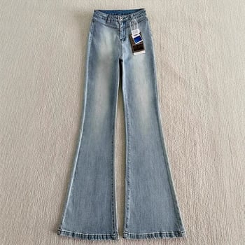 Ženske traperice u američkom stilu, svijetloplave bootcut, elastične, uski kroj, ljetni stil