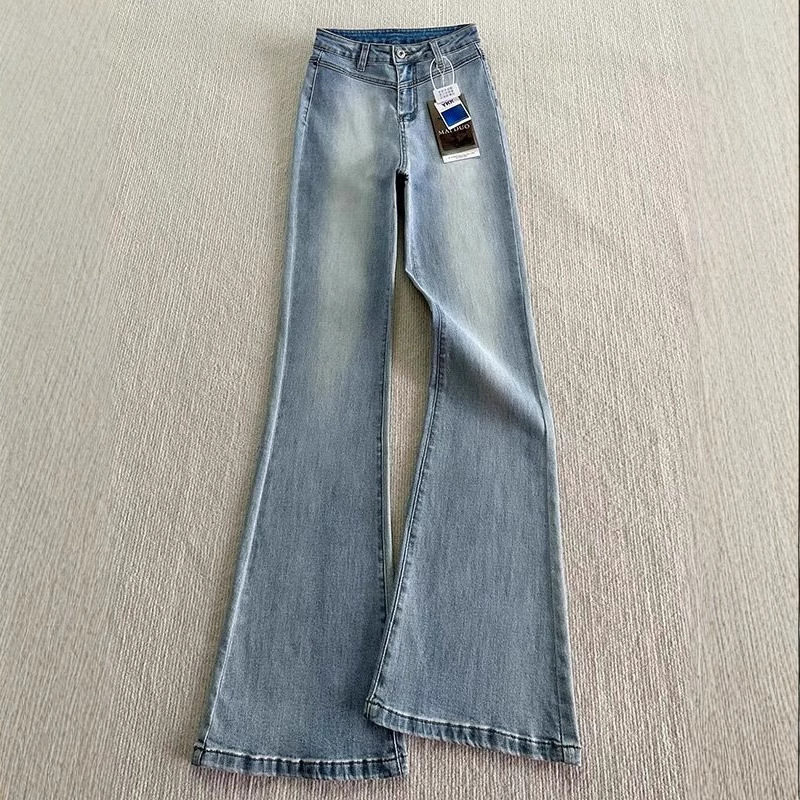 Ženske traperice u američkom stilu, svijetloplave bootcut, elastične, uski kroj, ljetni stil