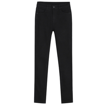Crne ženske traperice s visokim strukom, iznutra fleece podstava, cropped dužina, uski kroj