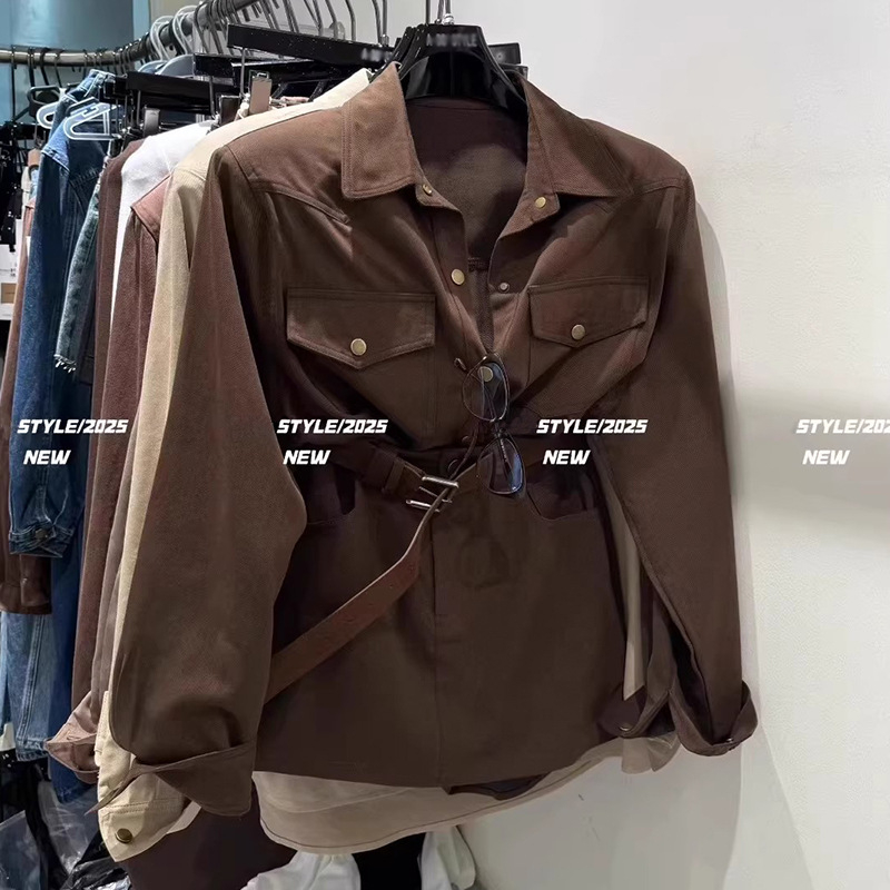 Ženski dvodijelni set: bluza s dugim rukavima i suknja, radni stil, jednobojan, jesen 2025, pamuk i poliester, minimalistički stil