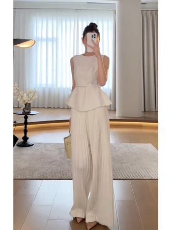 Ženski bezrukavni set s vestom i hlačama, vrhunska kvaliteta, elegantan, ljetni stil.