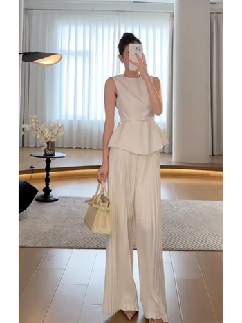 Ženski bezrukavni set s vestom i hlačama, vrhunska kvaliteta, elegantan, ljetni stil.