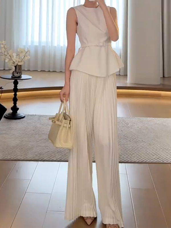 Ženski bezrukavni set s vestom i hlačama, vrhunska kvaliteta, elegantan, ljetni stil.