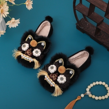 629 Cipele s tigrovom glavom, ručno izrađene platnene cipele za žene, tradicionalni kineski stil, ravna potplata, etno retro dizajn