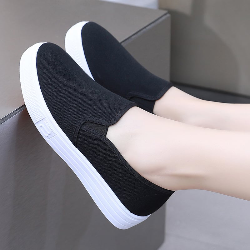 Ženske bijele platnene slip-on tenisice s debelim đonom, casual obuća za medicinske sestre