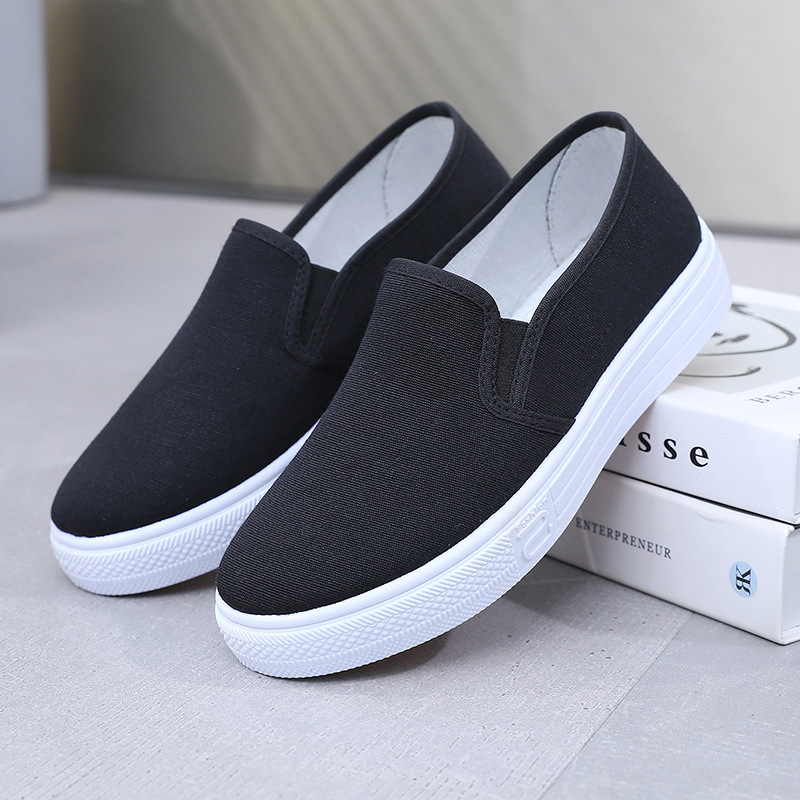 Ženske bijele platnene slip-on tenisice s debelim đonom, casual obuća za medicinske sestre