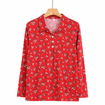 Ženska bluza s ovratnikom i dugim rukavima, cvjetni print, opuštena silueta, proljeće-ljeto, Milk Silk