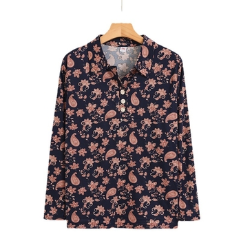 Ženska bluza s ovratnikom i dugim rukavima, cvjetni print, opuštena silueta, proljeće-ljeto, Milk Silk