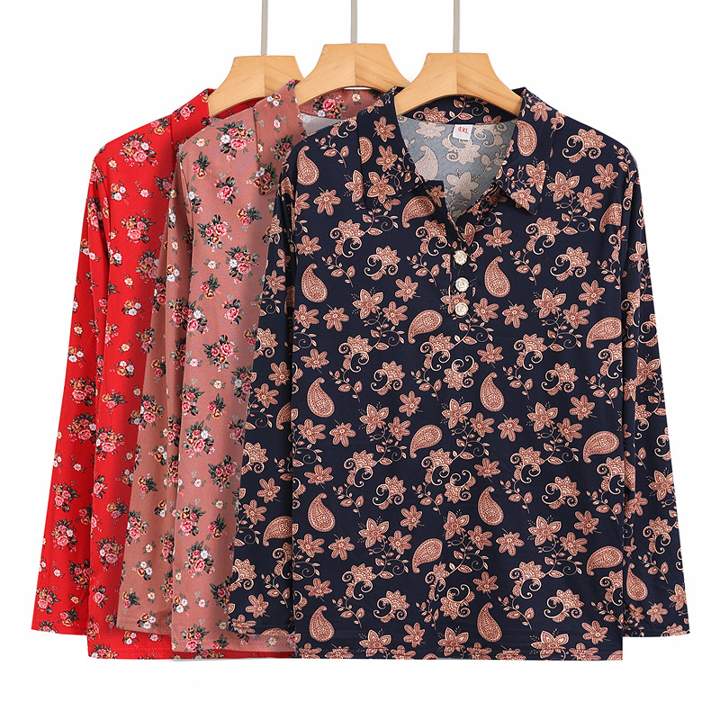 Ženska bluza s ovratnikom i dugim rukavima, cvjetni print, opuštena silueta, proljeće-ljeto, Milk Silk