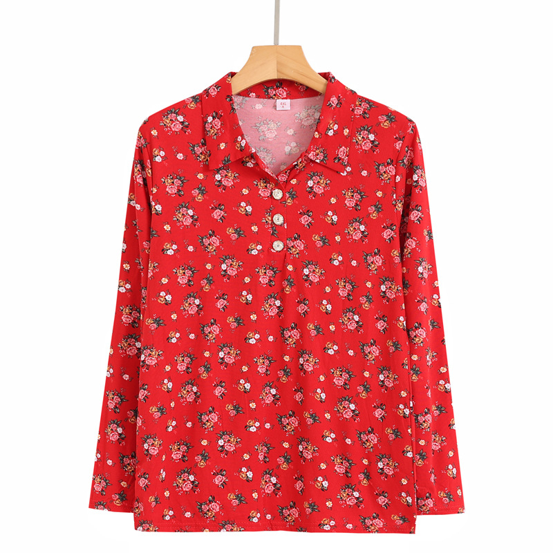 Ženska bluza s ovratnikom i dugim rukavima, cvjetni print, opuštena silueta, proljeće-ljeto, Milk Silk