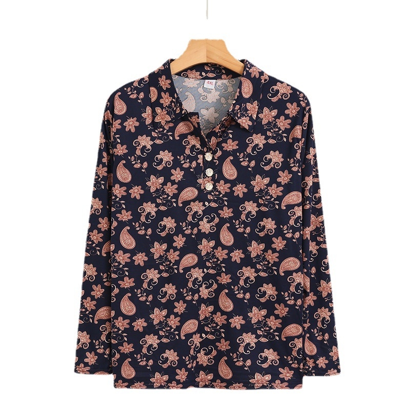 Ženska bluza s ovratnikom i dugim rukavima, cvjetni print, opuštena silueta, proljeće-ljeto, Milk Silk