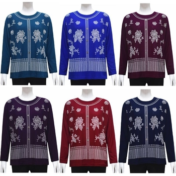Ženska majica s dugim rukavima, otisnuta, od Ice Silk pamuk-viskoza smjese, udoban gradski stil