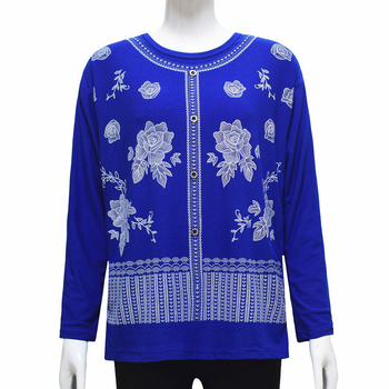 Ženska majica s dugim rukavima, otisnuta, od Ice Silk pamuk-viskoza smjese, udoban gradski stil