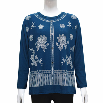 Ženska majica s dugim rukavima, otisnuta, od Ice Silk pamuk-viskoza smjese, udoban gradski stil