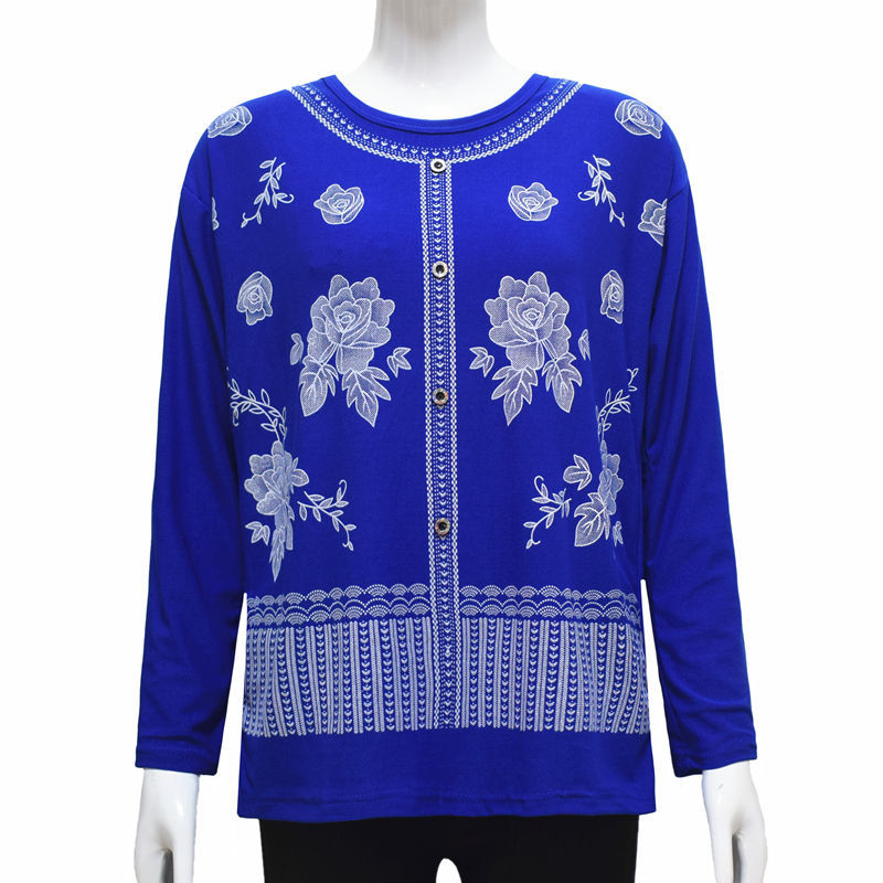 Ženska majica s dugim rukavima, otisnuta, od Ice Silk pamuk-viskoza smjese, udoban gradski stil