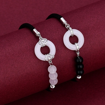 Par narukvica od Hetian jade sa sigurnosnim kopčom, elegantno ručno pletena, unisex, dar za Novu godinu