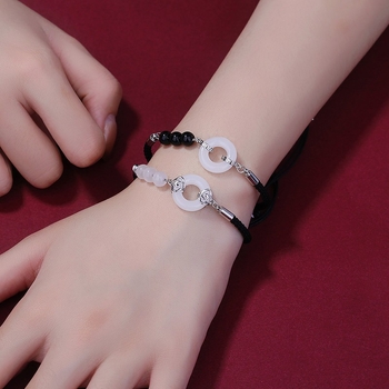 Par narukvica od Hetian jade sa sigurnosnim kopčom, elegantno ručno pletena, unisex, dar za Novu godinu