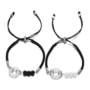 Par narukvica od Hetian jade sa sigurnosnim kopčom, elegantno ručno pletena, unisex, dar za Novu godinu