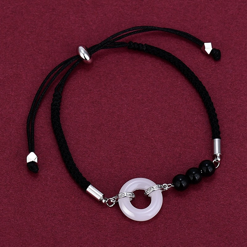 Par narukvica od Hetian jade sa sigurnosnim kopčom, elegantno ručno pletena, unisex, dar za Novu godinu