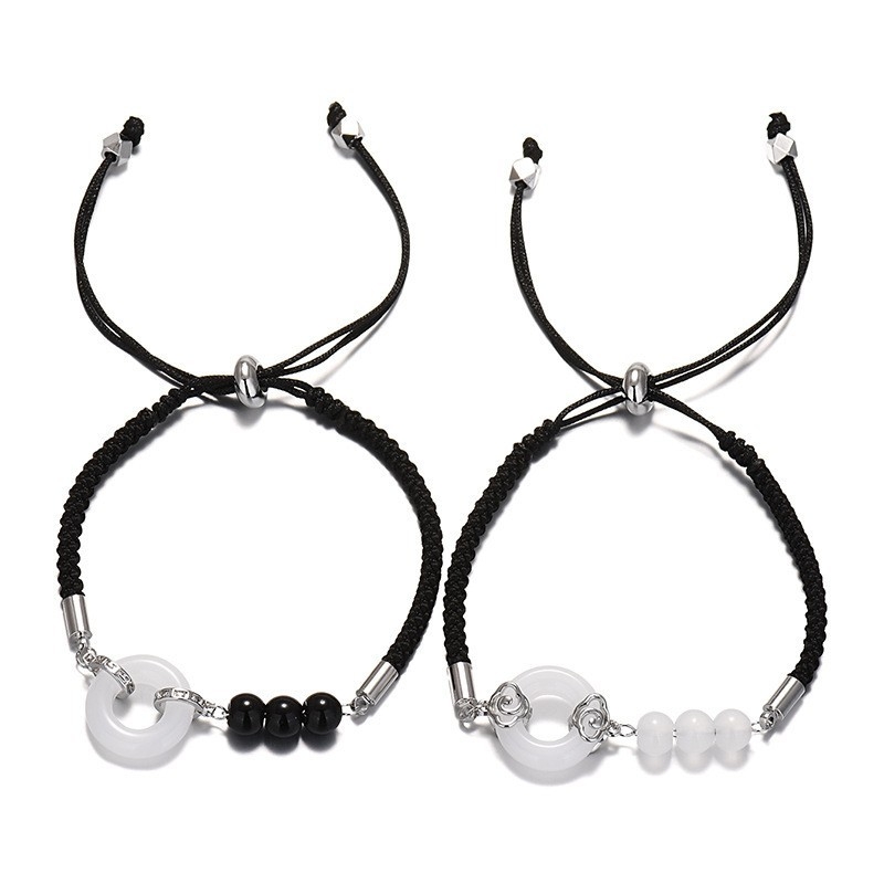 Par narukvica od Hetian jade sa sigurnosnim kopčom, elegantno ručno pletena, unisex, dar za Novu godinu
